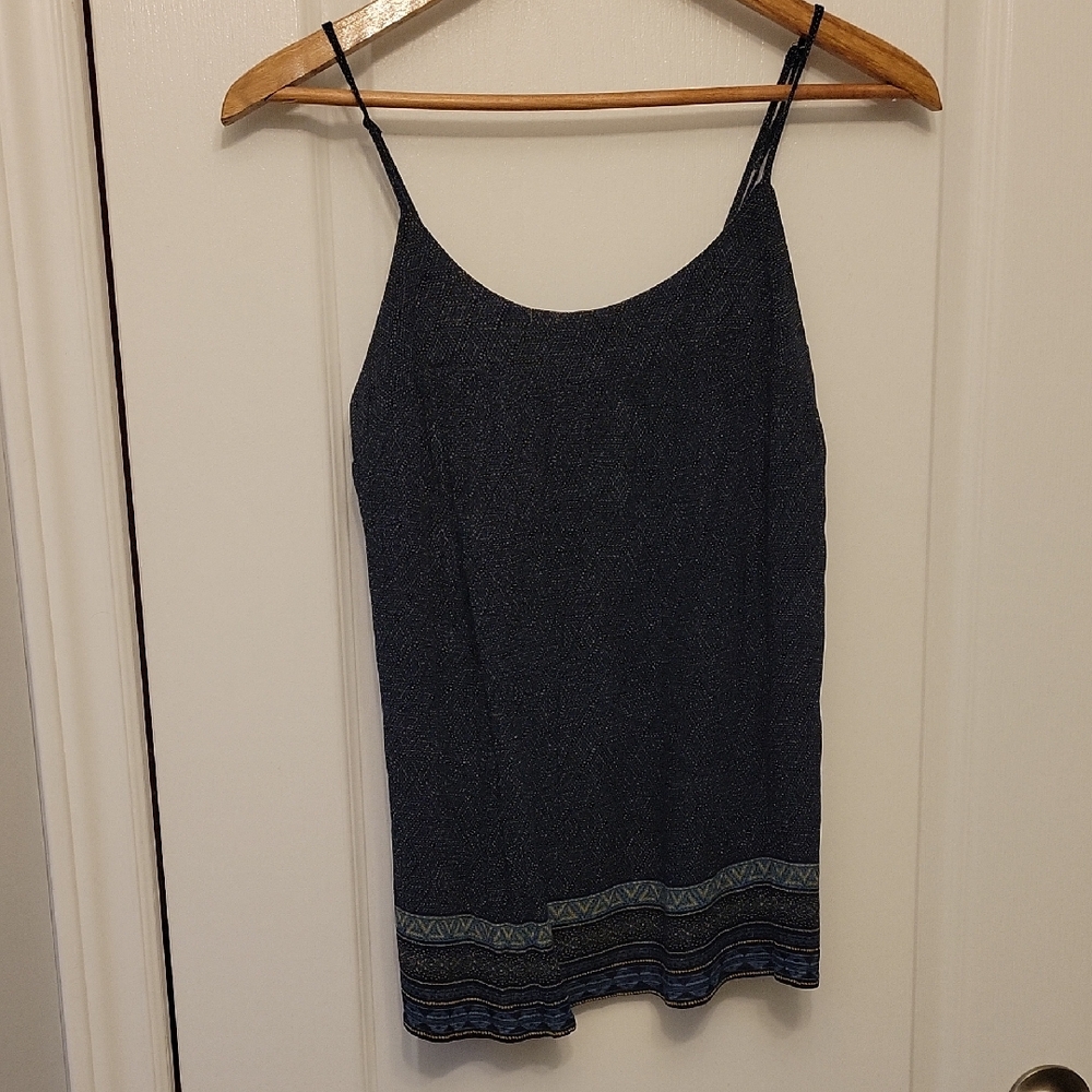 Navy Blue Tank Top with Decorative Hem